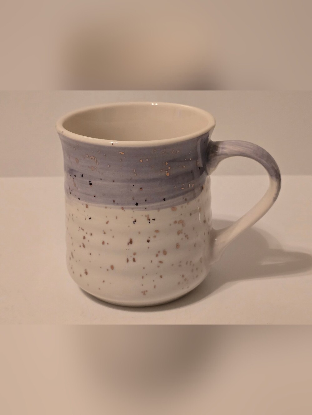 Sheffield Home Ceramic Coffee Mug Speckled White Purple 4" Tall 3.5" Wide